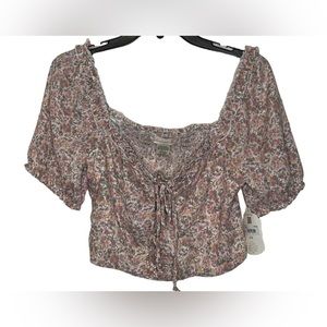 Altar'd State Crop Top Size Medium Pink Multi Floral Pattern Lined Polyester